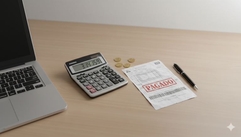 Una calculadora, una laptop y un boleto de pago ya pagado de una Unipesonal en Uruguay